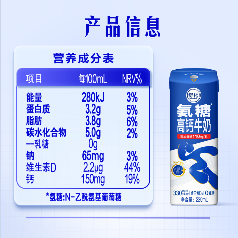 【U先派样】伊利官方旗舰店舒化氨糖高钙牛奶220ml*1盒