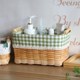 Wood chip rattan hand-woven coffee table fabric storage basket