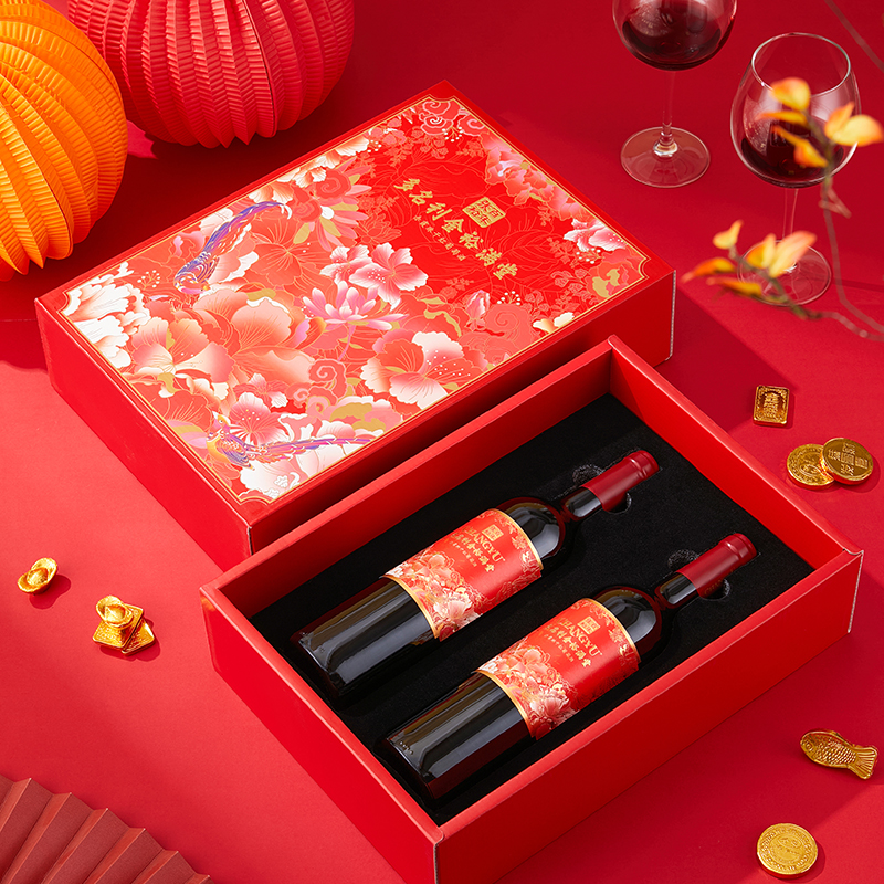 买3送1 张裕多名利金裕满堂赤霞珠干红葡萄酒送礼双支礼盒正品 - 图0