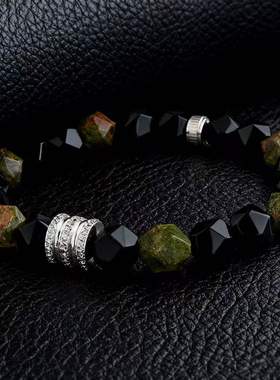 切面混合玛瑙手链 型男时尚手镯饰品 高级小众ins风珠宝批发
