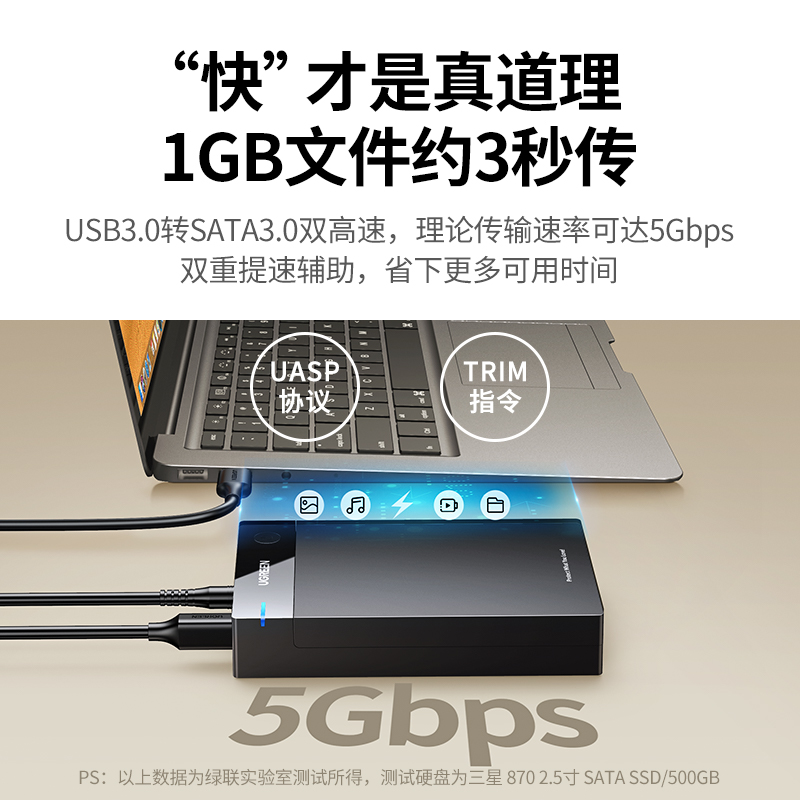 绿联硬盘盒3.5/2.5英寸usb3.0通用台式机笔记本电脑外置固态ssd机 - 图1