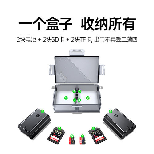 绿联相机电池收纳盒适用索尼fz100/ fw50佳能e17/e6nh 尼康enel25/enel15c富士w126s/w235微单TF/SD内存卡盒 - 图3