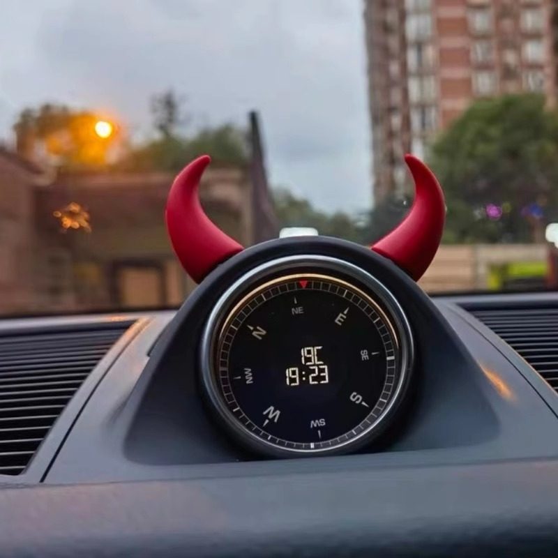 创意搞笑车载中控台显示屏小牛角方向盘恶魔角可爱汽车装饰品摆件,淘宝优惠券,粉丝福利购,淘宝优惠卷