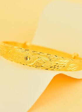 金包银手镯女仿金龙凤手镯