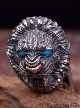 纯银狮子手镯原创设计男