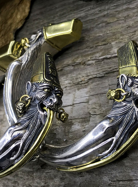 黑白无常纯银手镯霸气男款