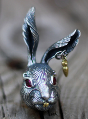 纯银生肖兔吊坠钥匙扣包挂件