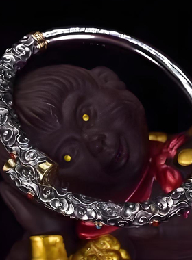 男款复古风纯银定海神针手镯