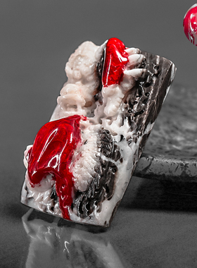 朱砂晶体手工雕刻龙牌吊坠