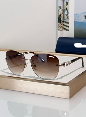 镶钻奢华无框椭圆欧美珍珠腿墨镜