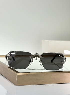 欧美时尚镶钻奢华方形女气质墨镜