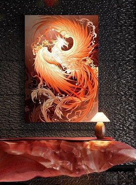 新中式浴火凤凰玄关挂画
