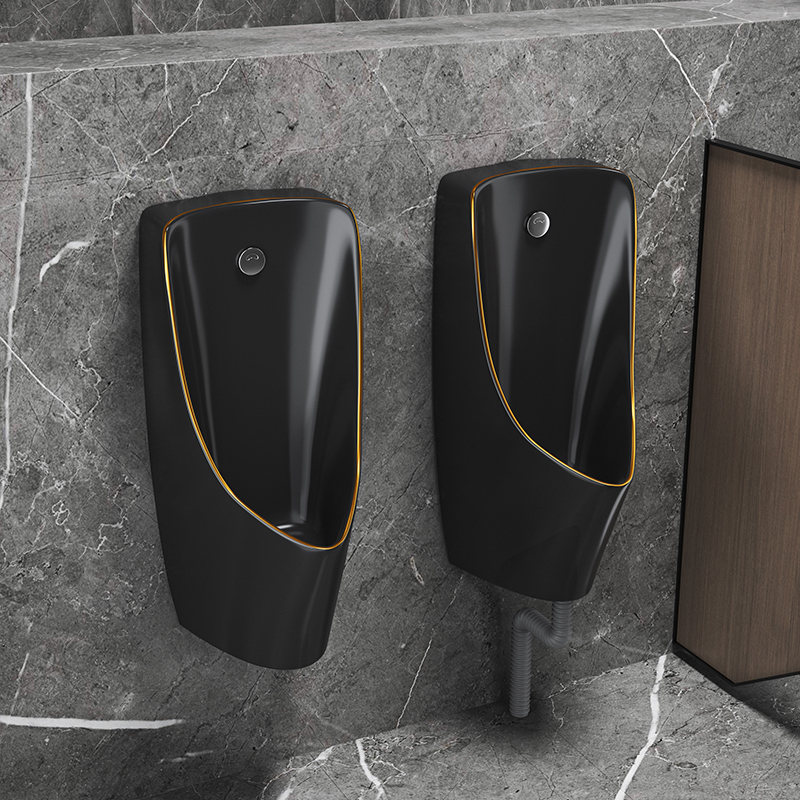 【补贴15％】科众黑色小便器感应挂墙式男士家用落地小便斗池陶瓷 - 图0