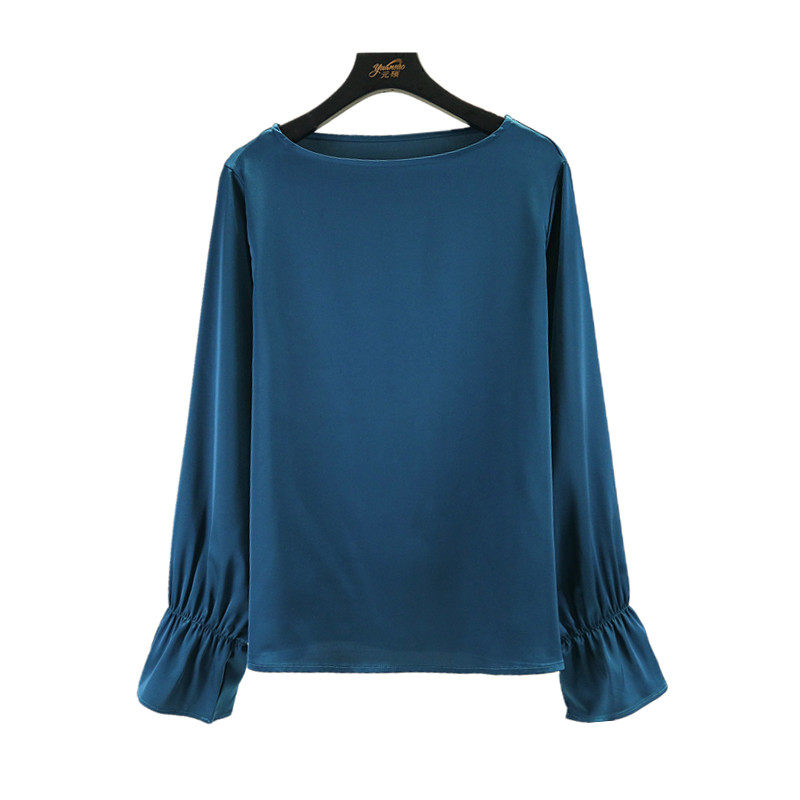 外穿丝滑喇叭袖打底衫女春夏季薄款长袖内搭T恤修身百搭气质上衣,淘宝优惠券,粉丝福利购,淘宝优惠卷