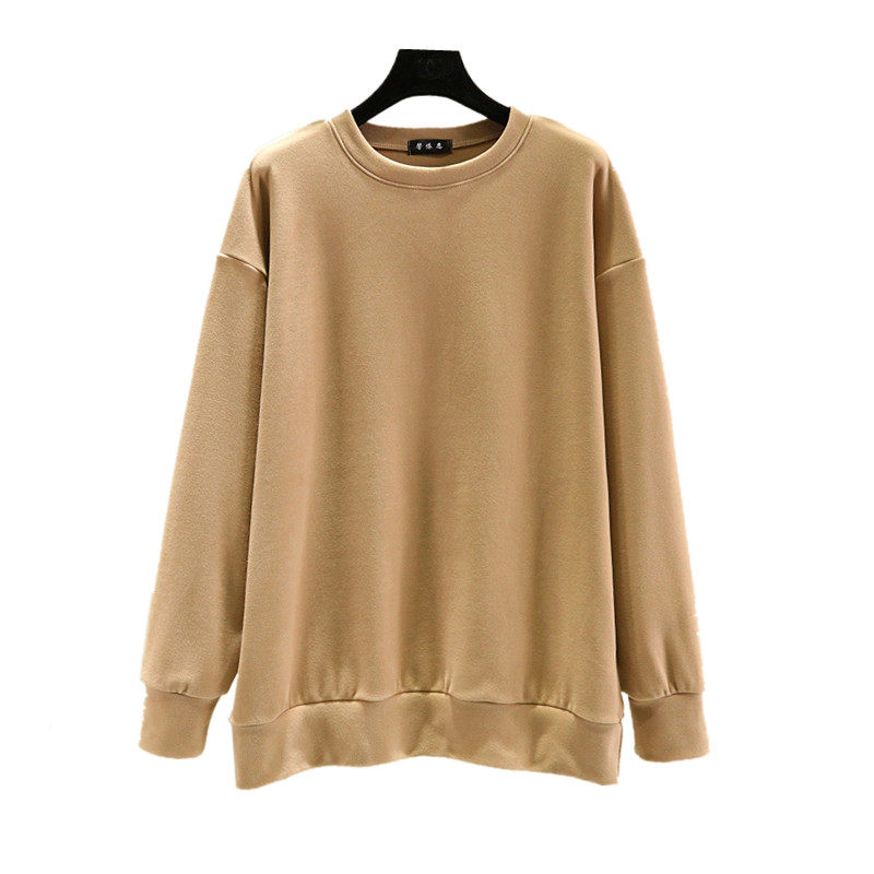 德绒圆领宽松卫衣女秋冬长袖百搭上衣大码加绒加厚打底衫保暖内搭,淘宝优惠券,粉丝福利购,淘宝优惠卷