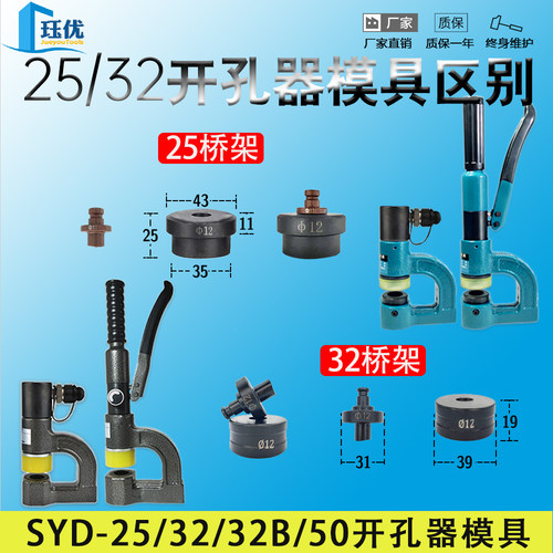 SYD25/32桥架开孔器模具液压打孔机模头铁板不锈钢板冲孔机零配件 - 图0