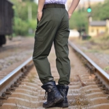 Летние хлопковые тонкие зеленые дышащие износостойкие штаны для работы, свободный прямой крой