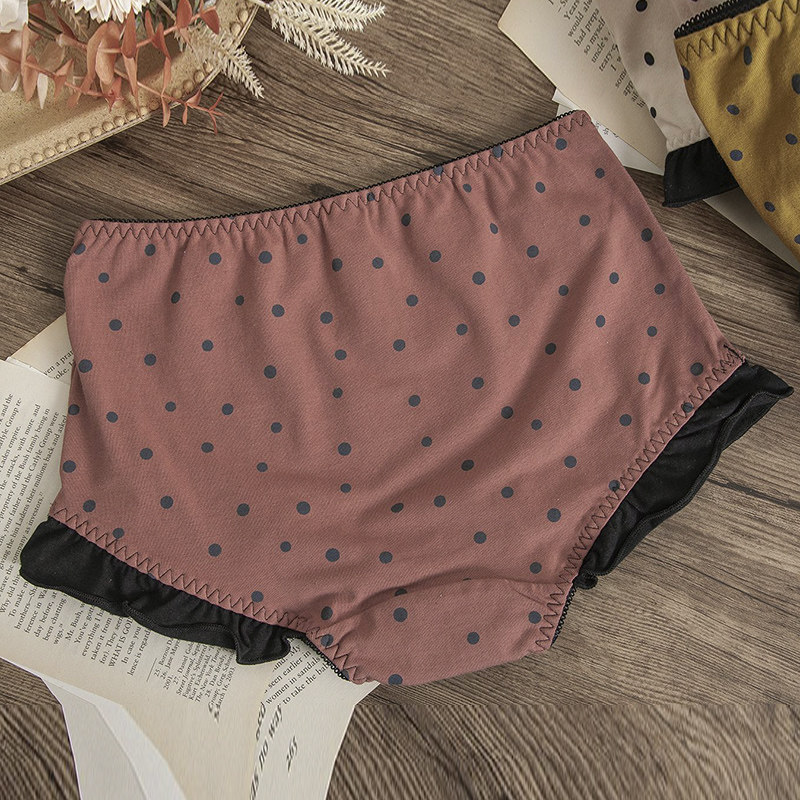 内裤女中腰棉质透气底裆包臀简约日系波点女士生无痕大码三角短裤,淘宝优惠券,粉丝福利购,淘宝优惠卷