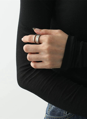 原创设计数字造型戒指男女士冷淡风高级质感银色拉丝情侣指环