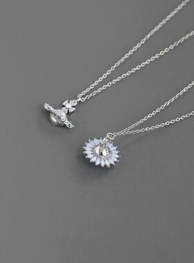 小雏菊项链新款法式轻奢小众设计高级感星球雏菊项链锁骨链