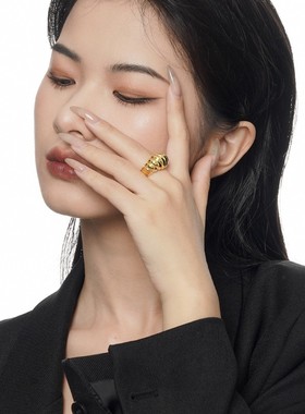 【K社制造】蚕蛹造型戒指女冷淡风S925纯银中性开口戒