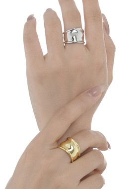 【K社制造】轻奢S925纯银不规则凹凸感戒指女ins开口亮面几何