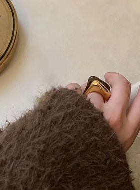 法式复古小众设计时尚珐琅奶油叠戴戒指ins博主同款高级感复古指