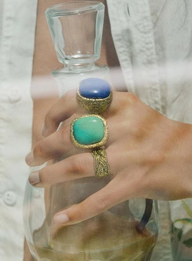 法国时尚小众设计师戒指时髦复古麻花缠绕金属感链条麦穗编织指环