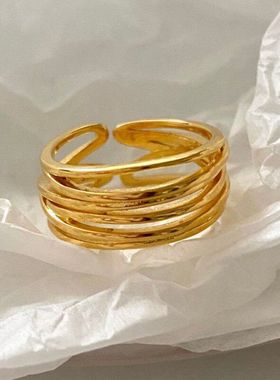 韩版线条戒指时尚个性设计感小众气质冷淡风百搭多线指环手饰品女