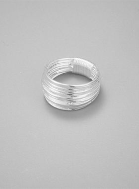 设计感 多层编织黄铜材质质感银戒指简单精致小众设计高级感指环