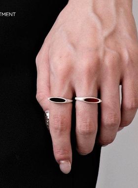 【K社制造】磨砂银红色黑色戒指简约高级小众日常通勤戒指