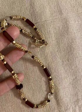 新中式美拉德串珠叠戴项链女复古小众时尚高级感设计饰品锁骨链女