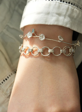 ins风小雏菊花环手链女文艺时尚立体花卉造型清冷感小雏菊手饰