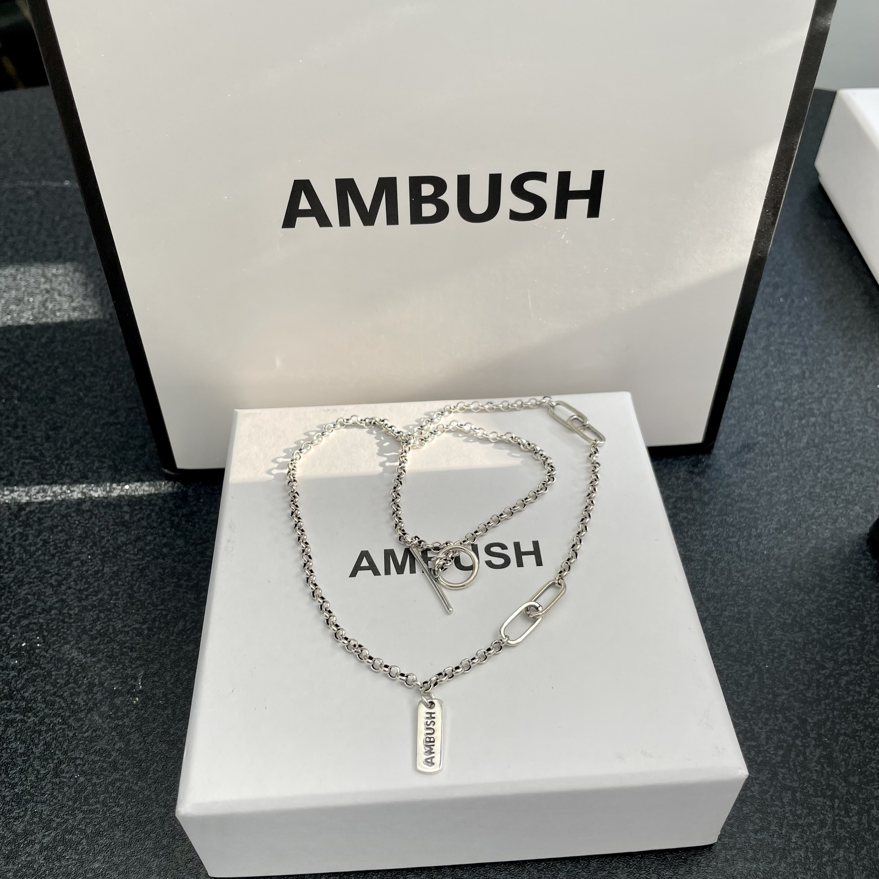 ABS AMBUSH项链s925纯银通体项链锁骨链高级感拼接小众设计男女-图0