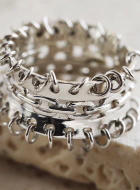 【K社制造】纯银轻奢小众设计多层圈圈潮酷食指戒ins时髦戒指