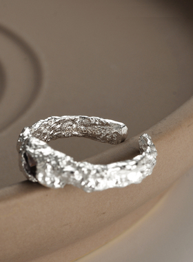 【K社制造】镶钻戒指纹925银饰女嘻哈ins男潮开口食指环潮个性