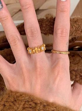 【K社制造】宫廷风复古中古花蕾丝戒指女轻奢百搭小众感食指戒指