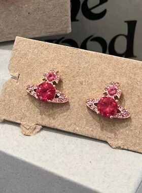 玫瑰金红钻土星项链高级感女锁骨链百搭项饰