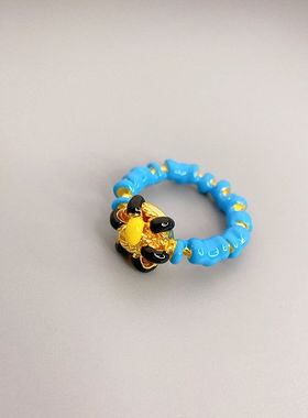 欧美新款不规则珐琅花朵戒指个性食指戒时尚风珐琅釉滴油食指戒