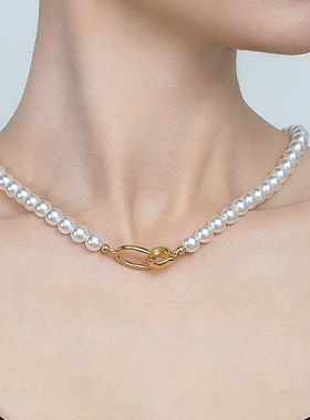 fever款澳白珍珠项链珍珠-潮流女士高级感项圈