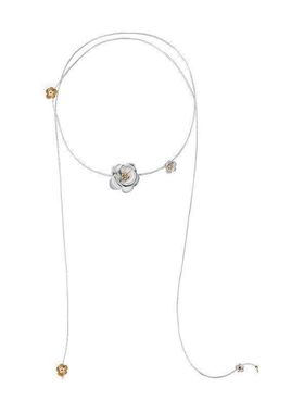 【K社制造】多色花团花朵长款银项链多种戴法小众简约高级项链