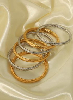 【K社制造】小众个性气质时尚极简风螺旋纹设计手环手镯饰品