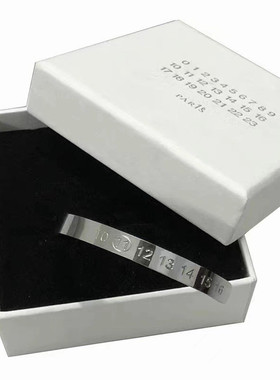 数字手镯男女士日历LOGO刻印开口手环925银简约情侣配饰