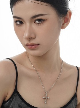 【K社制造】S925纯银镶钻十字架项链短款男女通勤ins冷淡风项链