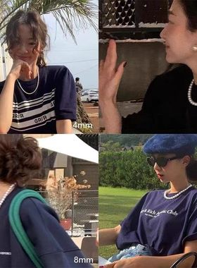 fever同款珍珠元宝扣项链女 韩版潮流高级感锁骨链轻奢小众潮