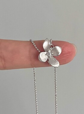 清冷感月光绣球花项链女气质风百搭拉丝微镶工艺精致ins花卉项链