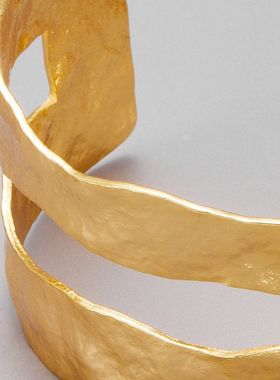 欧美夸张大气款开口设计手镯镂空肌理表面不规则女手镯女饰小众风