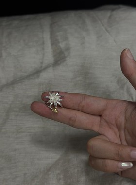 【K社制造】s925纯银昙花开口指环戒指男女潮牌