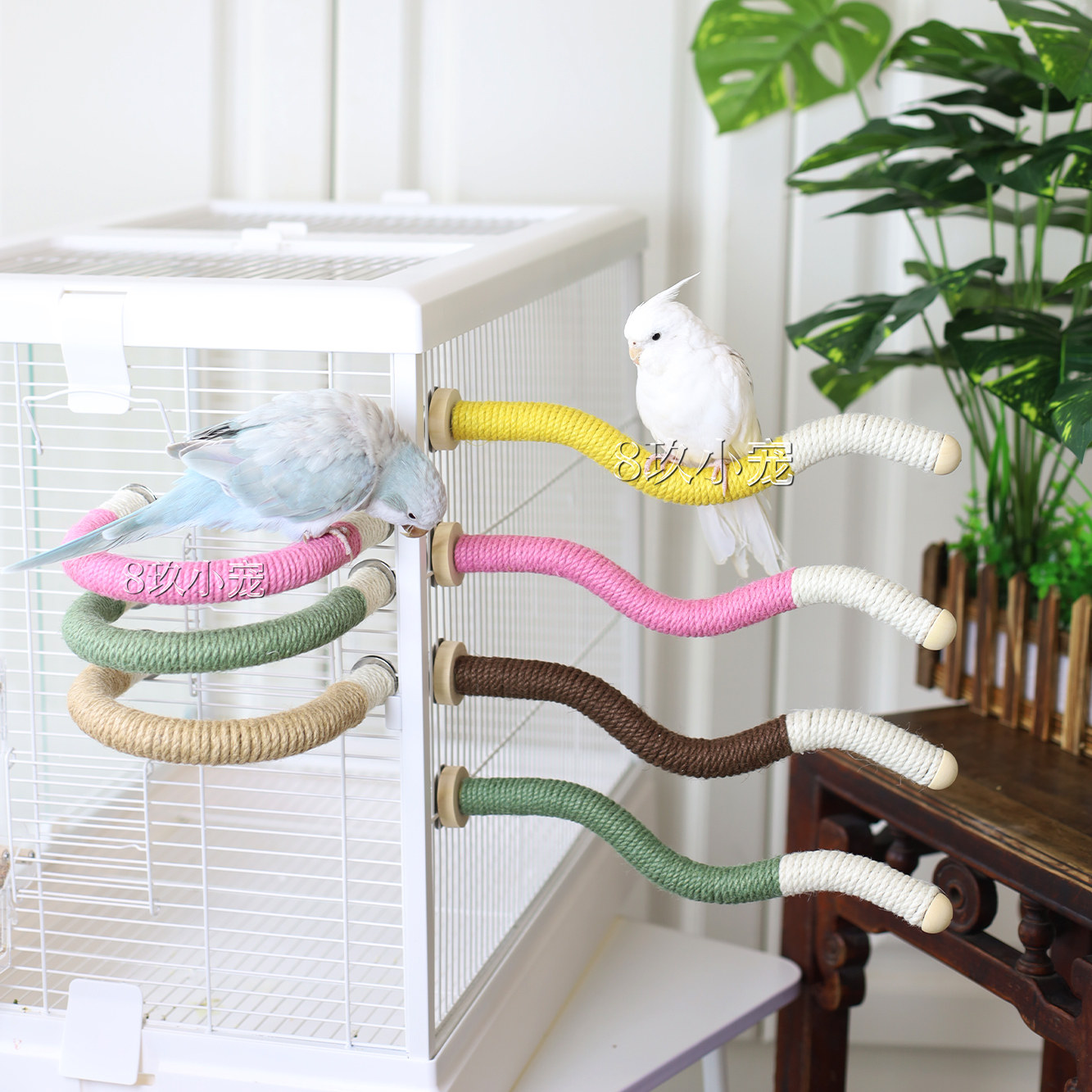 8玖-鹦鹉麻绳站棒舒适磨爪站杆站棍栖息棒牡丹玄凤鸟笼配件用品,淘宝优惠券,粉丝福利购,淘宝优惠卷