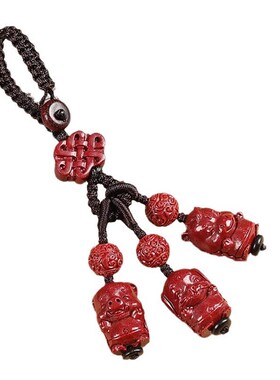 朱砂三合六合钥匙扣男本命年汽车吊坠挂件女朱砂生肖低含量钥匙扣